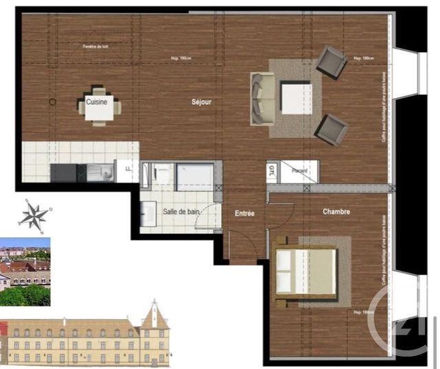 Appartement T2 &agrave; louer - 2 pi&egrave;ces - 74,50 m2 - Dijon - 21 - BOURGOGNE