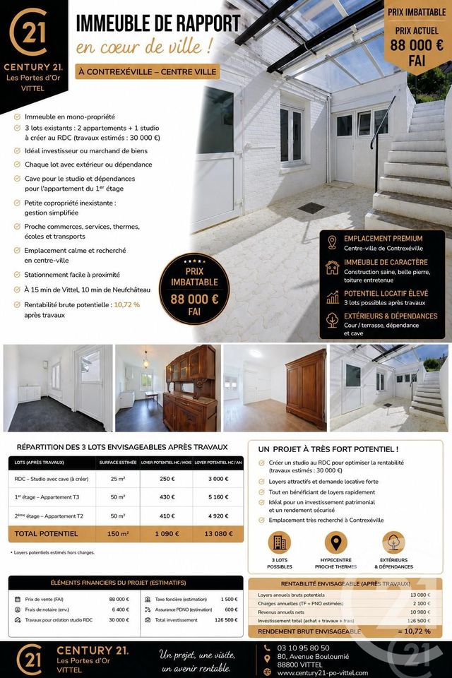 Maison &agrave; vendre - 5 pi&egrave;ces - 114 m2 - Contrexeville - 88 - LORRAINE
